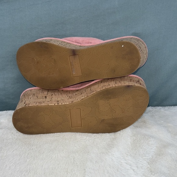 EUC Veronica Beard Gabby Platform Wedge Thong Sandal Womens Size 8.5 Pink Suede - Picture 6 of 9